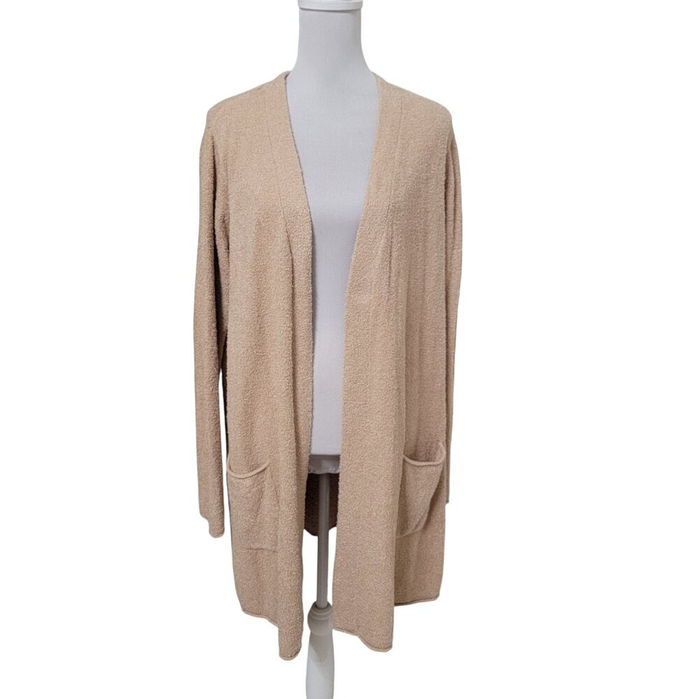 Barefoot Dreams Size XL Tan Cozychic Lite Cardigan Sweater, Gently Used Cond.